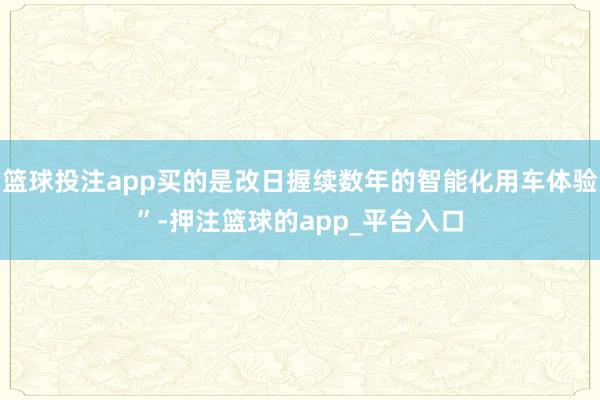 篮球投注app买的是改日握续数年的智能化用车体验”-押注篮球的app_平台入口
