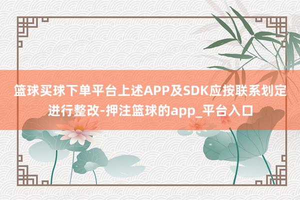 篮球买球下单平台　　上述APP及SDK应按联系划定进行整改-押注篮球的app_平台入口
