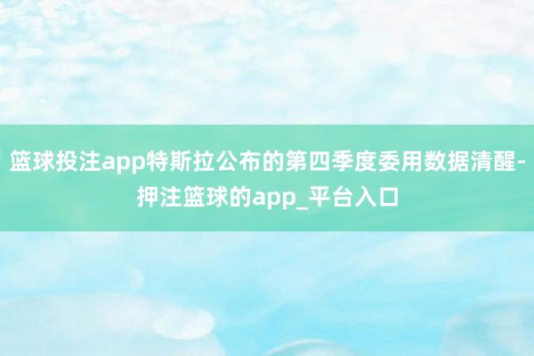 篮球投注app特斯拉公布的第四季度委用数据清醒-押注篮球的app_平台入口