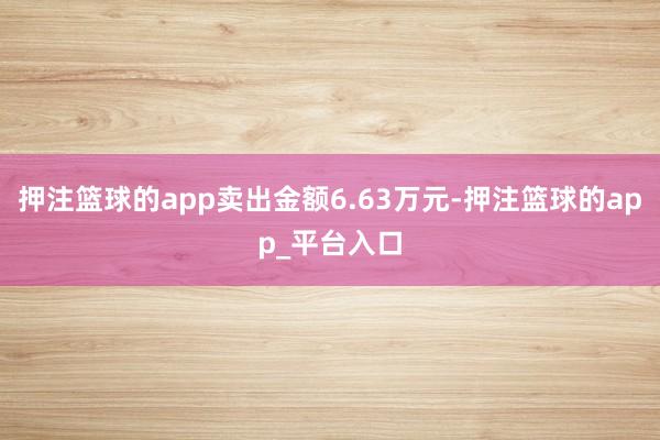押注篮球的app卖出金额6.63万元-押注篮球的app_平台入口