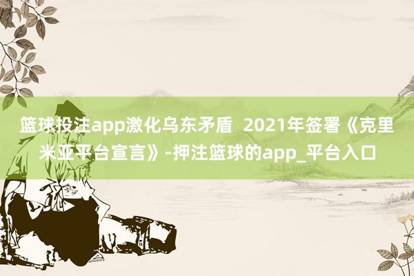 篮球投注app激化乌东矛盾  2021年签署《克里米亚平台宣言》-押注篮球的app_平台入口