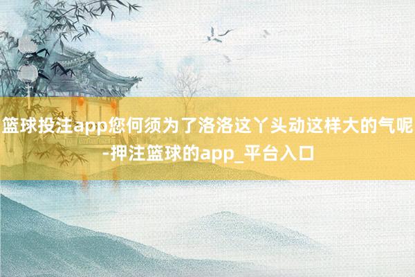 篮球投注app您何须为了洛洛这丫头动这样大的气呢-押注篮球的app_平台入口