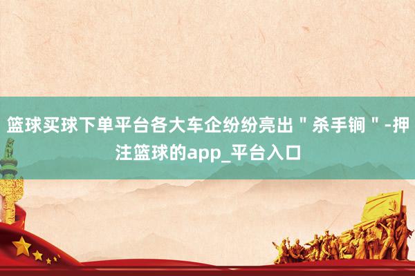 篮球买球下单平台各大车企纷纷亮出＂杀手锏＂-押注篮球的app_平台入口