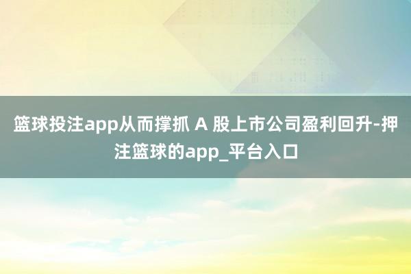 篮球投注app从而撑抓 A 股上市公司盈利回升-押注篮球的app_平台入口