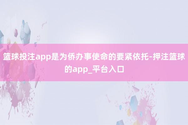 篮球投注app是为侨办事使命的要紧依托-押注篮球的app_平台入口