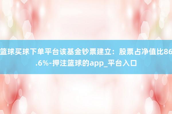 篮球买球下单平台该基金钞票建立：股票占净值比86.6%-押注篮球的app_平台入口