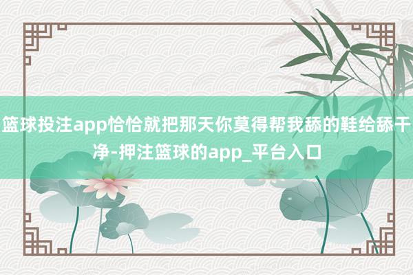 篮球投注app恰恰就把那天你莫得帮我舔的鞋给舔干净-押注篮球的app_平台入口