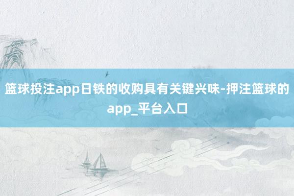 篮球投注app日铁的收购具有关键兴味-押注篮球的app_平台入口