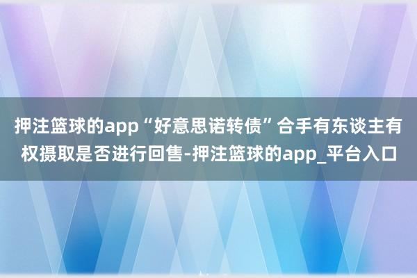 押注篮球的app“好意思诺转债”合手有东谈主有权摄取是否进行回售-押注篮球的app_平台入口
