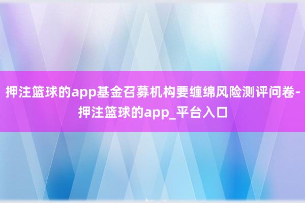 押注篮球的app基金召募机构要缠绵风险测评问卷-押注篮球的app_平台入口
