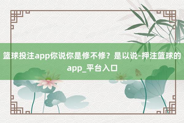 篮球投注app你说你是修不修?是以说-押注篮球的app_平台入口