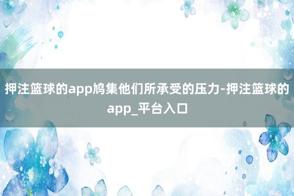 押注篮球的app鸠集他们所承受的压力-押注篮球的app_平台入口